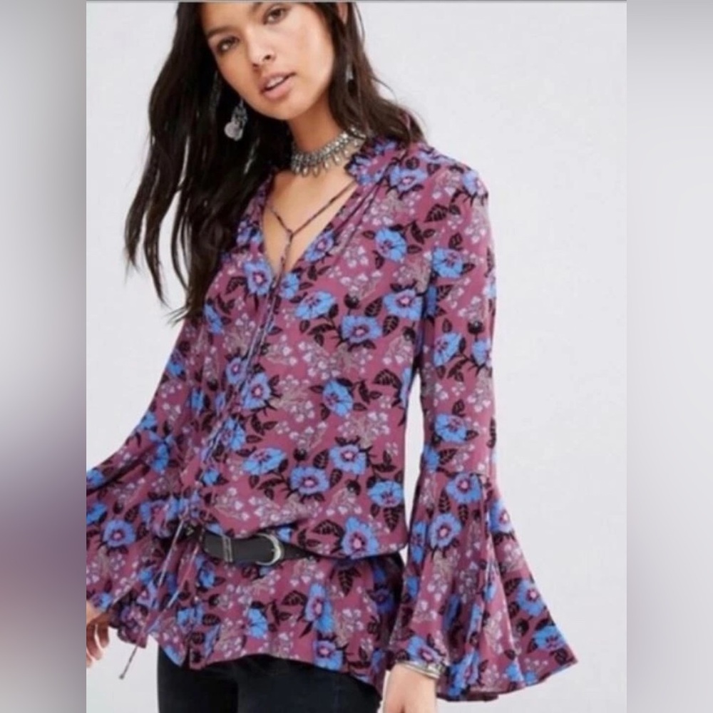 Free People Magic Mystery Boho Floral
Tunic Dress Bell Sleeves Size X-Small A52 - Picture 2 of 5